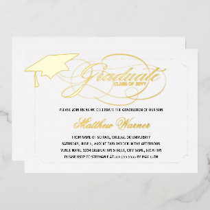 Invitation En Aluminium Diplômé de l'Elegant Script