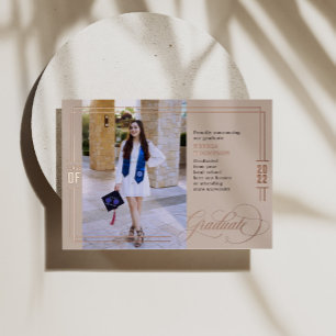Invitation En Aluminium Diplôme de Script Classique Taupe & Rose Gold