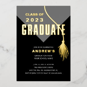 Invitation En Aluminium Diplôme Moderne Gras Gris