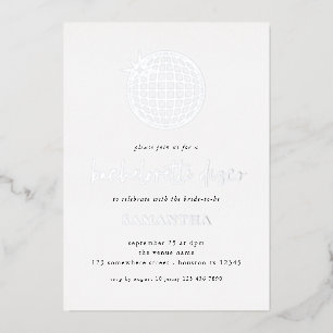 Invitation En Aluminium Disco Ball Script Bachelorette Party Real Foil Inv