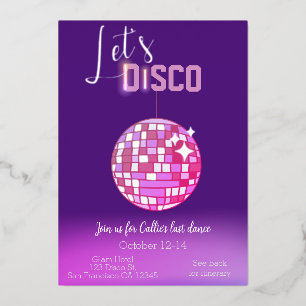 Invitation En Aluminium Disco Neon Bachelorette