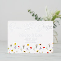 Ditsy Wild Flower Save the Date Pressé
