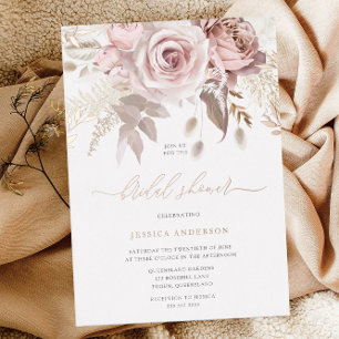 Invitation En Aluminium Divine Rose or Blush Fête des mariées florale