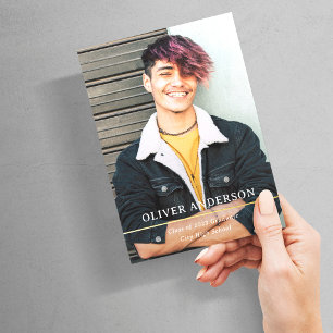 Invitation En Aluminium Diviser en or   Modern Two Photo 2023 Graduation