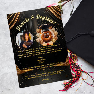 Invitation En Aluminium Donuts et Degrees Photo Graduation Party