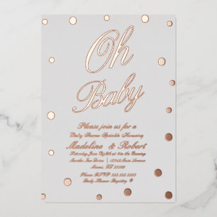 Invitation En Aluminium Dots Or Baby shower Moderne Pressés