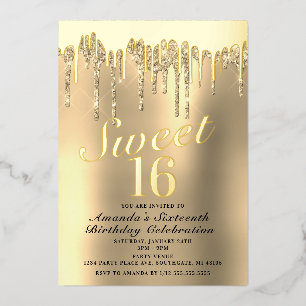 Invitation En Aluminium Douceur d'or 16 Anniversaire réel