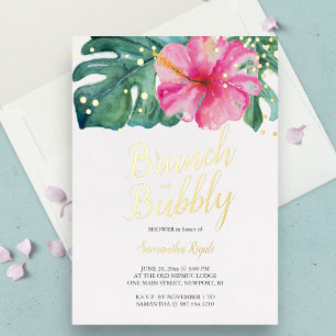 Invitation En Aluminium Douche de fleurs tropicales à l'aquarelle