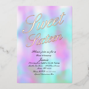 Invitation En Aluminium Douze holographiques en or pressé