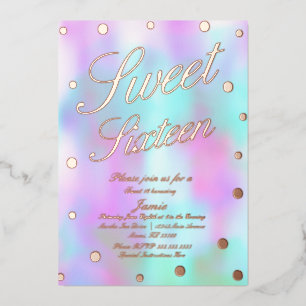 Invitation En Aluminium Douze points holographiques dorés à l'or pressé  