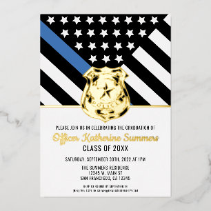 Invitation En Aluminium Drapeau de la ligne bleue mince de la police Félic