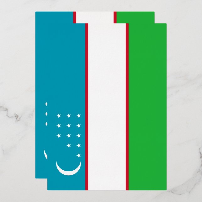 Invitation En Aluminium Drapeau de l'Ouzbékistan (Recto/Verso)