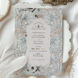 Invitation En Aluminium Dusty Blue Pimpernel Motif Vintage Morris