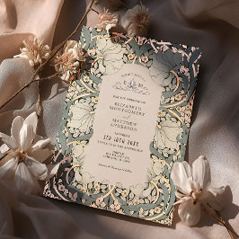 Invitation En Aluminium Dusty Blue Rose Gold Pimpernel William Morris