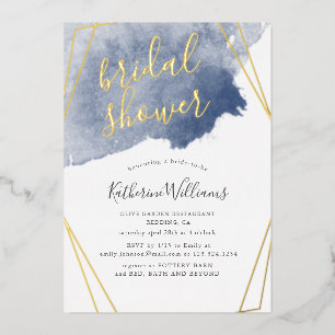 Invitation En Aluminium Dusty Gold et Fête des mariées bleue