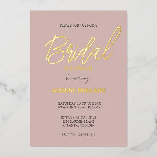 Invitation En Aluminium Dusty rose moderne Fête des mariées simple or