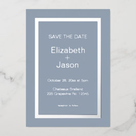 Invitation En Aluminium Économisez la date de mariage simple gris bleu arg