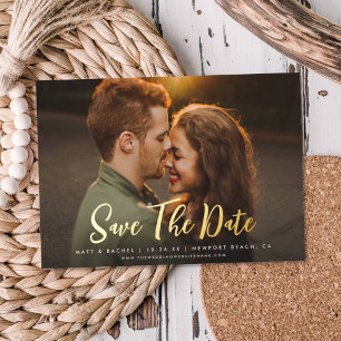 Invitation En Aluminium Écran SAVE THE DATE Photo Métal Réel Invita Modern