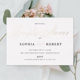 Invitation En Aluminium Écriture Élégante pour la Fête de Couple Rose Gold