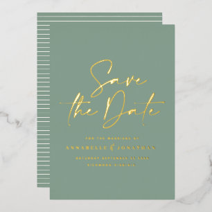 Invitation En Aluminium Écriture vert sauge foil mariage à conserver pour 