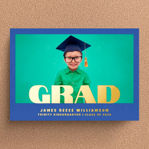 Invitation En Aluminium Editable Bold GOLD Photo Kindergarten Graduation
