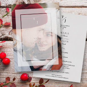 Invitation En Aluminium Effet de transparence Vellum Initiales du Mariage 