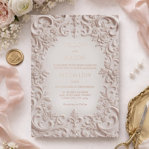 Invitation En Aluminium Élégance Baroque Rose Gold Mariage Rougeur