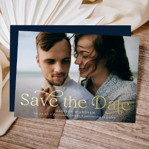 Invitation En Aluminium Élégance classique photo horizontale Enregistrer l