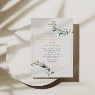 Invitation En Aluminium Élégance minimale Floral Végétal Quinceañera Or