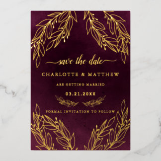 Invitation En Aluminium Elégance Moderne Bourgogne Enregistrer La Date