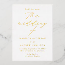 Invitation En Aluminium Élégance Moderne Mariage Or