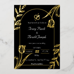 Invitation En Aluminium Élégance opulente : Mariage noir et or