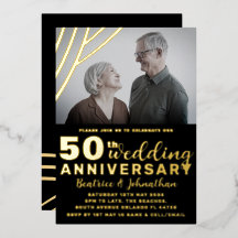 Élégant 50e anniversaire de Mariage Black & Gold