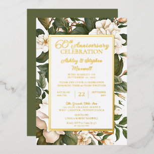 Invitation En Aluminium Élégant 60e anniversaire de Mariage à la florale b