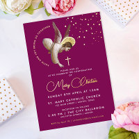 Élégant Ange rose Confirmation Communion Foi