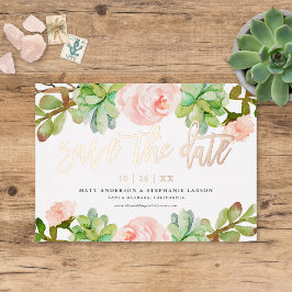 Invitation En Aluminium Elégant Aquarelle Succulent Enregistrer La Date