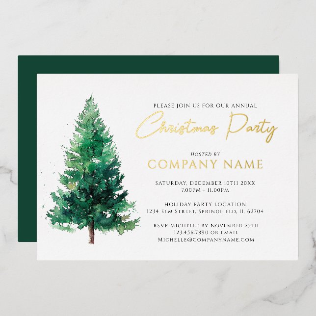 Invitation En Aluminium Élégant arbre de Noël moderne Parti d'entreprise (Recto/Verso)