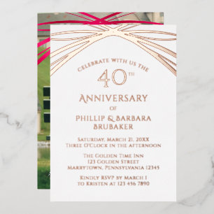 Invitation En Aluminium Elegant Arch Ajouter Photo 40e anniversaire de Mar
