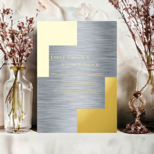 Invitation En Aluminium Élégant Argent Or Luxueux Moderne Mariage