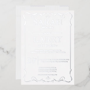 Invitation En Aluminium Elégant Argent traditionnel Mariage Foil Invitatio