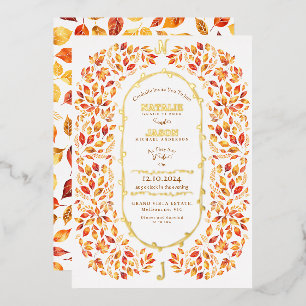 Invitation En Aluminium Élégant automne laisse Rustic Boho Mariage