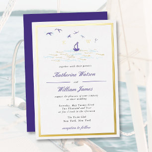 Invitation En Aluminium Élégant Bateau Nautique Impression Océanique Maria