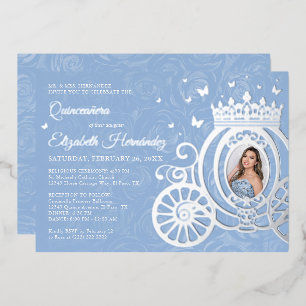Invitation En Aluminium Élégant bébé bleu Quinceanera Princesse Photo Phui