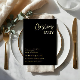 Invitation En Aluminium Elegant Black & Gold Foil Christmas Party