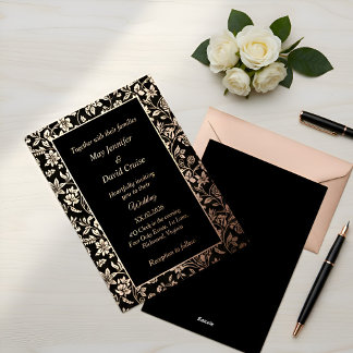 Invitation En Aluminium Elegant Black Themed Premium Wedding Rose Gold
