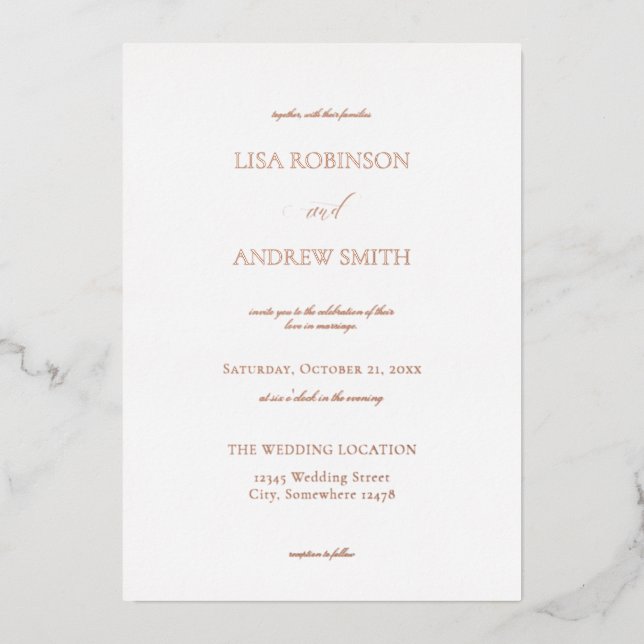Invitation En Aluminium Élégant blanc (Recto)
