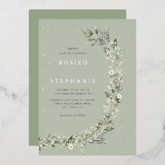 Invitation En Aluminium Elégant Boho Gold Foil Aquarelle Verdure Mariage
