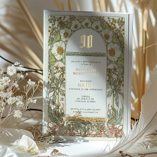Invitation En Aluminium Élégant botanique 90ème anniversaire Foil