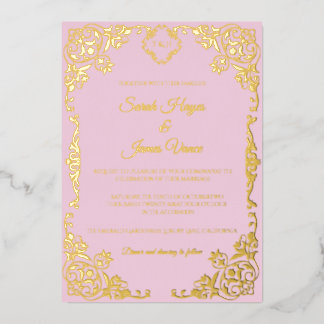 Invitation En Aluminium Élégant botanique à feuille d'or véritable