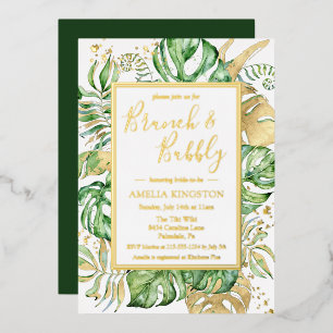 Invitation En Aluminium Elégant Brunch Tropical & Fête des mariées Bubbly